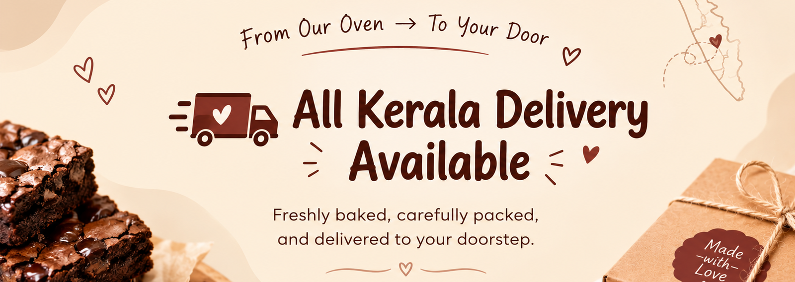 Best cake shop in Trivandrum offering freshly baked brownies with careful packaging and delivery across Kerala.